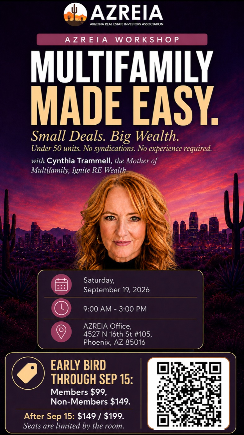 Multifamily Made Easy workshop flyer with Cynthia Trammell