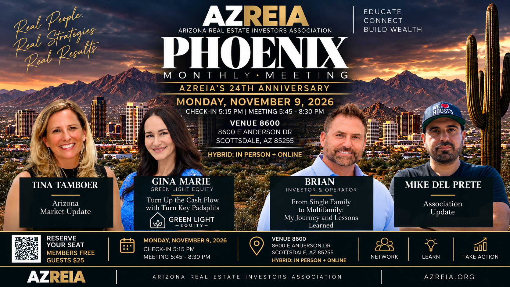 Turn up the Cash Flow with Turn Key Padsplits - AZREIA Phoenix Monthly Meeting, Monday November 9 - 24th Anniversary